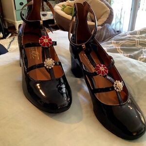 Nanette Lepore Patent leather , jeweled Mary Janes
